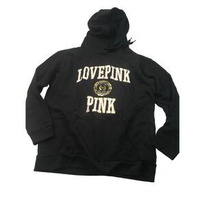 Victorias Secret Pink Hoodie Womens Size M Black & White Love Pink Pullover Swea